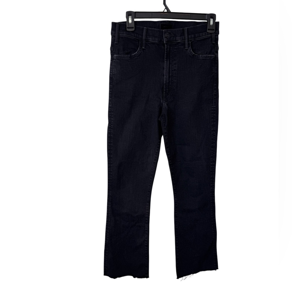 MOTHER The Hustler Ankle Fray Jeans Not Guilty Black Wash Size 28 Raw Hem